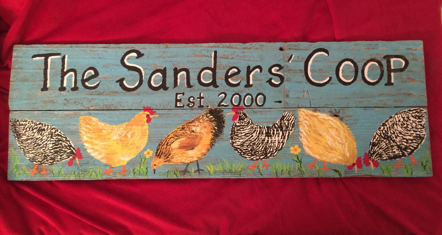 Custom 32x10 Chicken Coop Sign Large Rustic wood Hand Painted Etsy