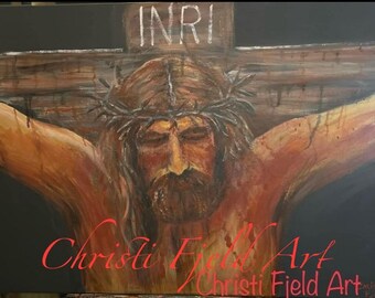 Crucifixion of Jesus Christ Lord and Savior large 36x24, Original Painting