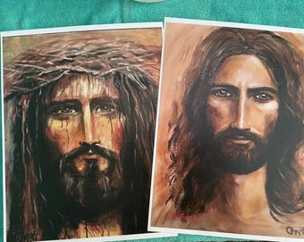 Jesus Christ Art Prints, Christian Biblical Decor, Set of 2
