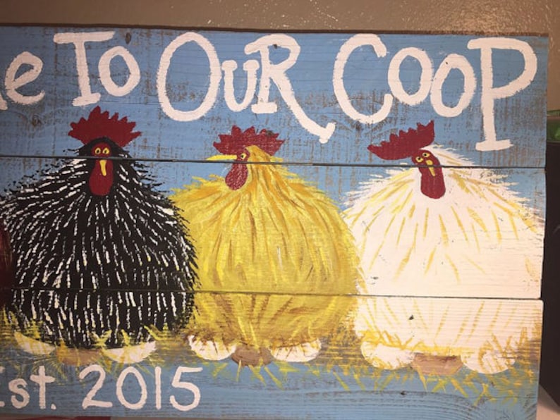 Free Shipping Chicken coop Sign 32x16 Rustic wood Hand Painted Etsy