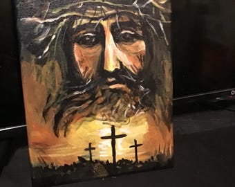 Jesus,Passion of The Christ, Crucifixion,original painting 8x10