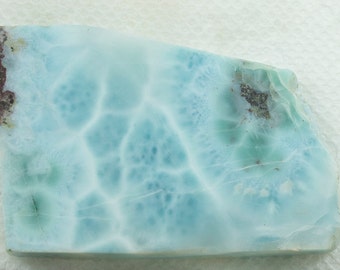 Larimar Slab Rough, 91g, High Quality Rough Larimar Slab, Blue Pectolite,  Dolphin Stone, 3 x 2 x  5/16 - 3/8" (76  x 51 x 8-10 mm)