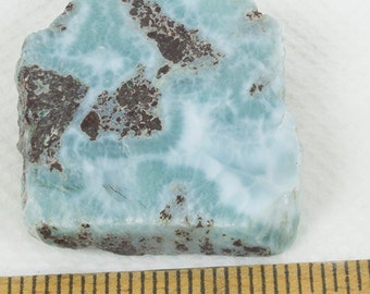 Larimar Slab, 38g, Rough Larimar, Blue Pectolite, Dolphin Stone, Atlantis Stone, 2 3/4 x 2 1/4 x 5/16"  (70 x 57 x 8 mm)
