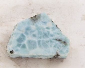 Larimar Slab Rough, 35g, Larimar Stone Rough Slab, Blue Pectolite,  2 x 1.5 x 3/8" (50 x 35 x 10mm)
