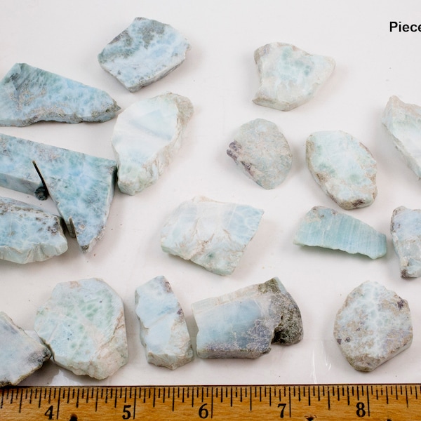 Small Larimar Nuggets and Chunks, Price Per PIECE, Larimar Small Slab, wt avg 10-15g , size var .5 to 1.5 inches, (2-4cm) x 6-12mm thickness