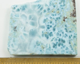 Larimar Slab Rough, 161g, Rough Larimar Slab, Blue Pectolite,  Dolphin Stone, 3 x 3.25 x 3/8 " (76  x 82 x 9 mm)