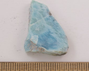 Larimar Slab Rough, 19g, Larimar Stone Rough Slab, Blue Pectolite, 1.5 x 1.25 x 5/16" (35 x 30 x 8mm)