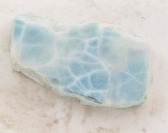 Larimar Slab Rough, 30g, Larimar Stone Rough Slab, Blue Pectolite, 2 x 1 x 5/16" (50 x 35 x 8mm)