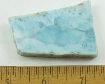 Larimar Slab Rough, 52g, Rough Larimar Slab, Blue Pectolite,  Dolphin Stone, 2.25 x 1.5 x 3/8 " (57  x 31 x 9 mm)
