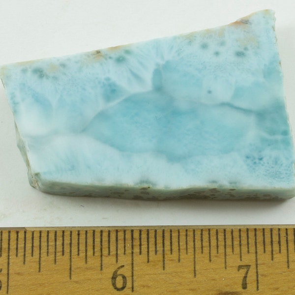 Larimar Slab Rough, 52g, Rough Larimar Slab, Blue Pectolite,  Dolphin Stone, 2.25 x 1.5 x 3/8 " (57  x 31 x 9 mm)