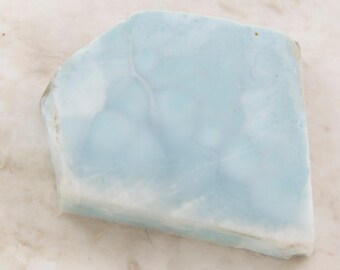 Larimar Slab Rough, 28g, Larimar Stone Rough Slab, Blue Pectolite, 1.75 x 1.5 x 5/16" (40 x 35 x 8mm)