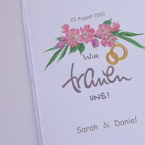 Hochzeitskarte Din A5, Glückwunschkarte, Hochzeitsgeschenk &quot;Wir trauen uns!&quot; Leinen/weiß (inkl. Personalisierung)