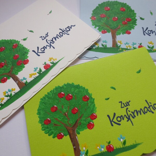 Konfirmationskarte, Glückwunschkarte "Apfelbaum" ( inkl. Personalisierung)