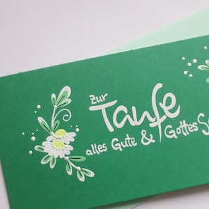 Taufkarte Din lang, Glückwunschkarte, Taufgeschenk "Weiße Ranke" (inkl. Personalisierung)