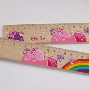 Lineal, Einschulungskarte, Holzlineal, Schulstart, Einschulung, Schultüte "Kleine Schmetterlinge" (30cm inkl. Personalisierung)