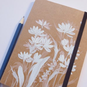 Notizbuch Recycling (klein) "Blumenwiese in Weiß", Notizen, Broschüre, Notizheft