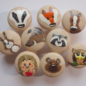 Knobs, cabinet knobs, drawer handles, buttons, changing table "Forest Animals"