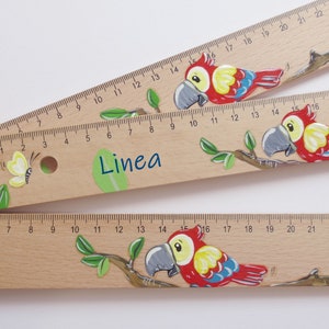 Lineal, Einschulungskarte, Schulstart, Einschulungsgeschenk, Schultüte "Papagei" (30cm inkl. Personalisierung)