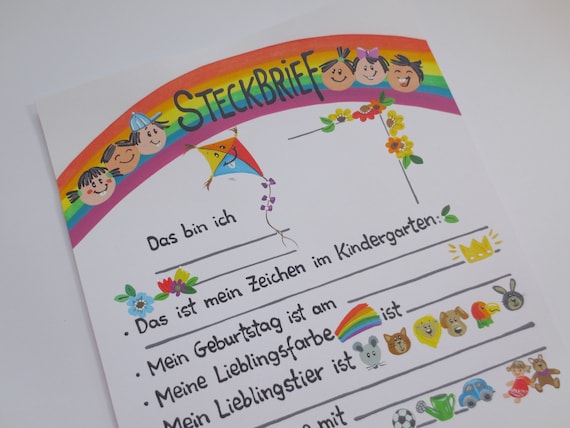 Steckbrief Kindergarten Kita Tagesmutter Kinder Portfolio - Etsy Schweiz