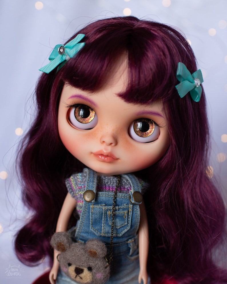 Blythe Custom Doll by Missdrumu Purple Long Hair Doll OOAK Etsy
