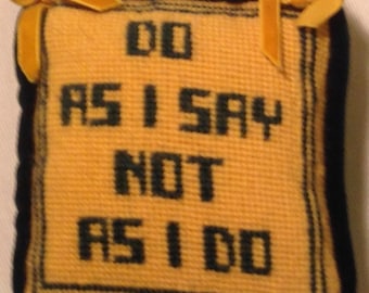 Embroidered Pillow as Door Hanger
