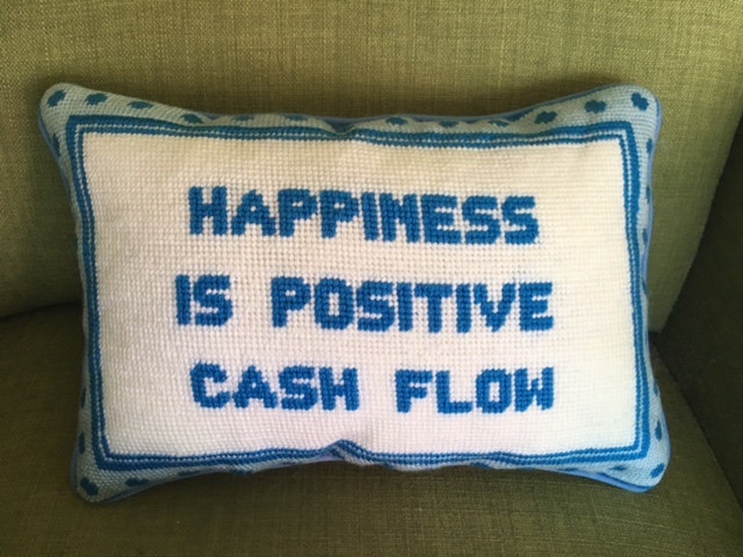 Custom Needlepoint Decorative Pillow With Humorous Saying happiness is