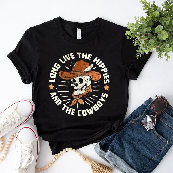Long Live The Hippies And The Cowboys T-Shirt, Southern Vibes Shirt, Vintage Western Shirt, Western Shirt Gift, Cowboy Shirt, Retro Cowboy
