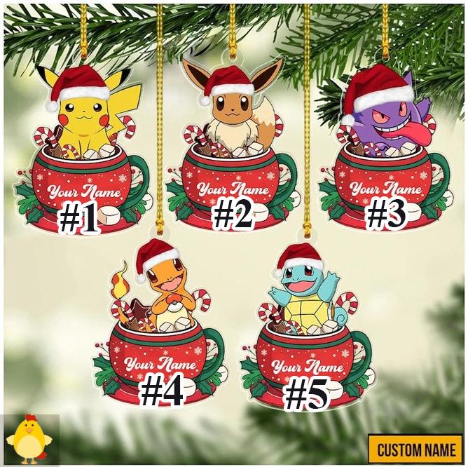 Personalized Pkm Christmas Ornament, Charmander Ornament, Custom Pkm Character Christmas Ornament