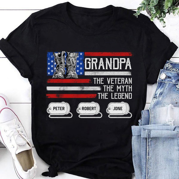 Mens GRANDAD THE MAN THE MYTH THE LEGEND Veterans Day T-Shirt