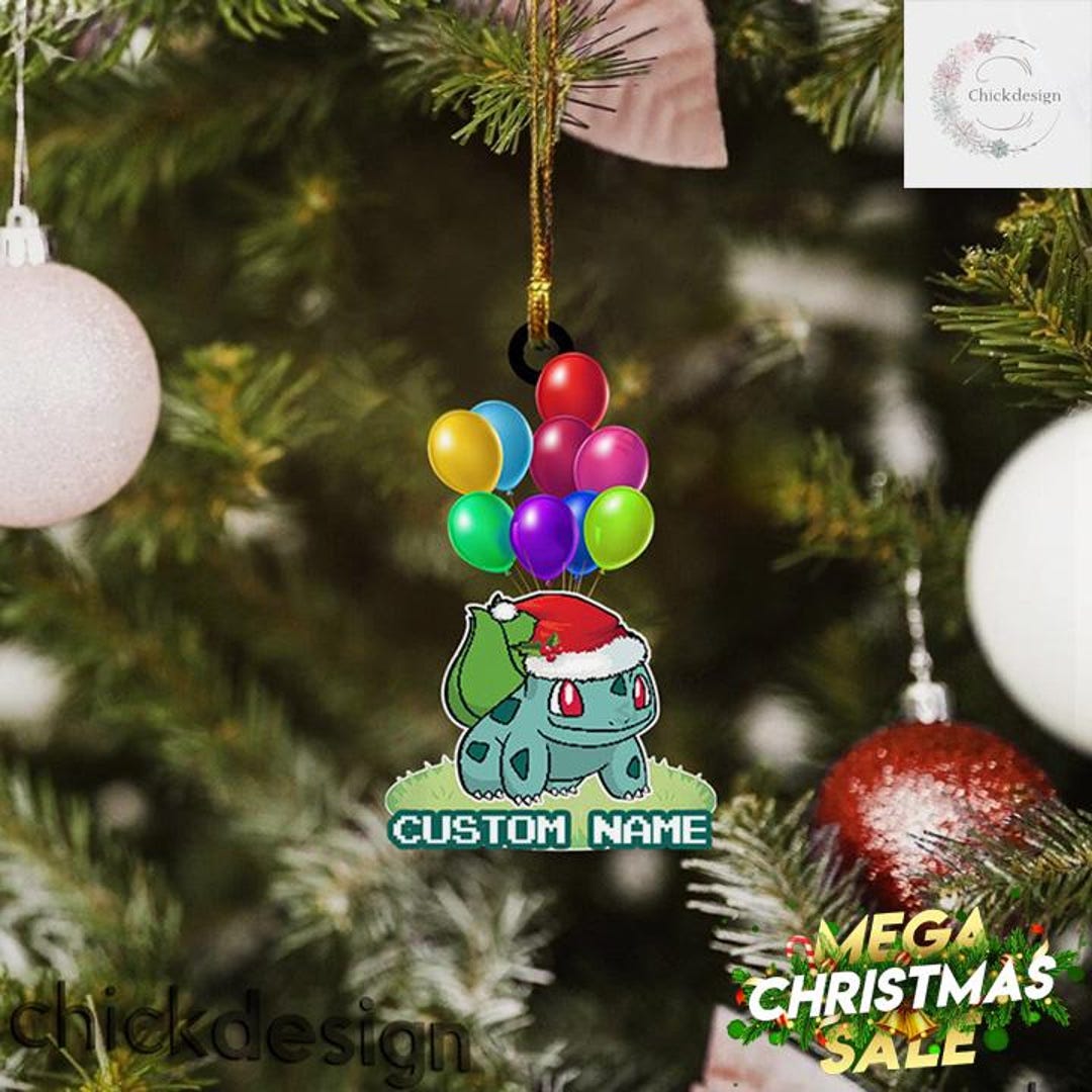 Personalized Bulbasaur Balloon Christmas Acrylic/wooden Ornament ...