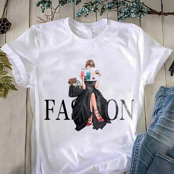 Fashion Lady T-Shirt, Paris Shirt, Fashion Women Shirt, Fashion Lover Gift, Luxury Fashion Shirt, Travel Fashion Shirt, Gift For Her