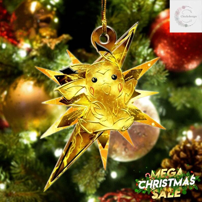 Tribal Pikachu Christmas Ornament, Pikachu 2024 Christmas Acrylic