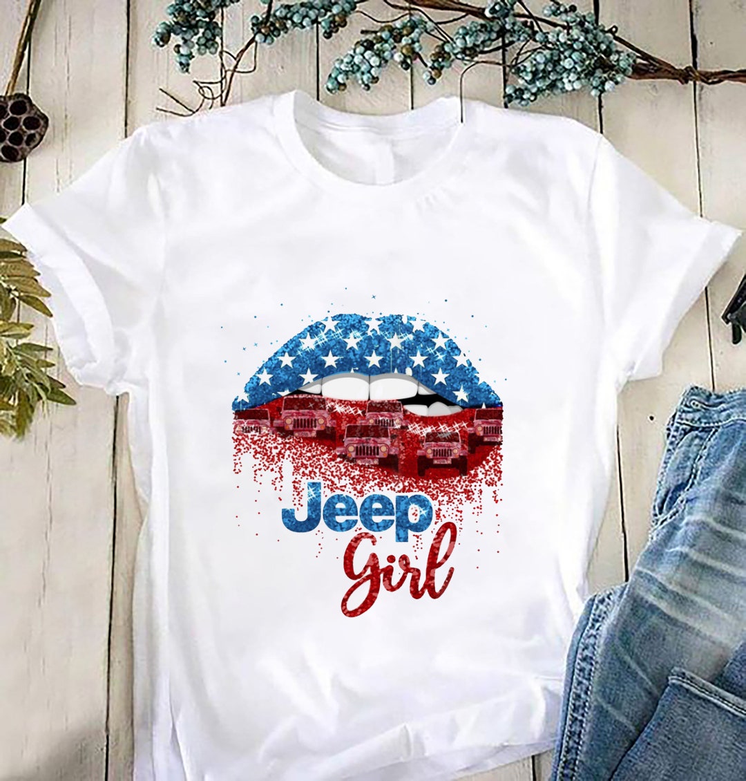 4th of July Jeep Car Shirt American Jeep Girl Shirt Lips Etsy
