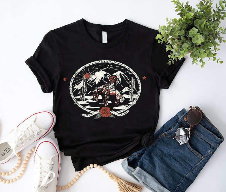 Camiseta Rodeo Of Roses, camiseta Vintage Cowboy Wild West, camiseta ...