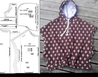 ebook Suéter Poncho Patrón de sudadera con capucha, instrucciones de costura