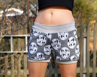 Shorts short pants gray dots birds size 36