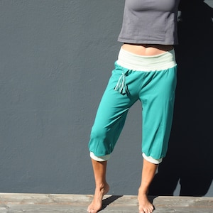 Pantalon de jogging bio longueur 3/4 mollet femme vert foncé jersey bio taille 36