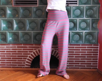 Sweatpants Coulotte wide pants pink gray knit 36