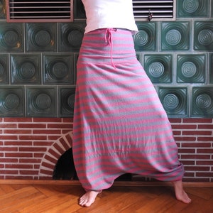 Harem pants yoga pants knitted fabric pink gray striped size 34