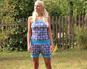 Jumpsuit Romper Overall Short Women Colorful Blue One Piece