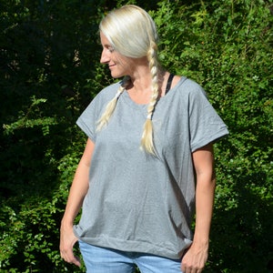 T-Shirt Women Organic Jersey grey mottled plain