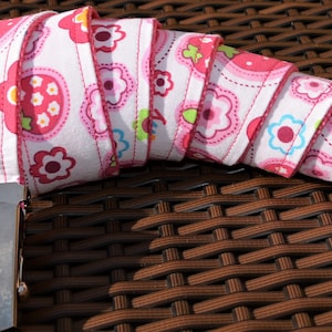 Belt fabric belt pink pattern flowers strawberries 117 cm
