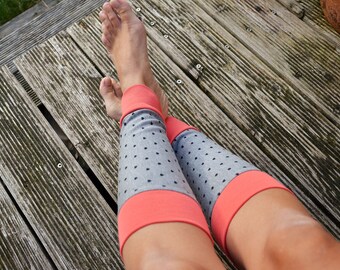 Scaldamuscoli scaldamuscoli per bambini grigio salmone rosa cuore cuori XS