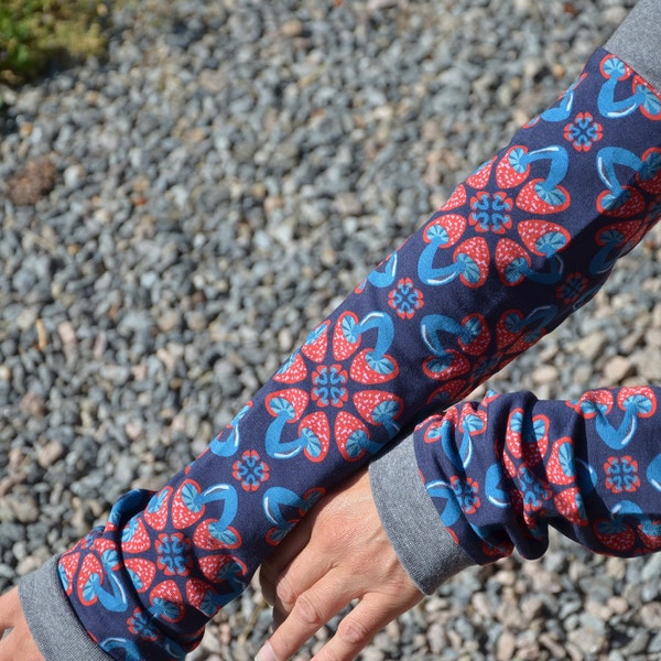 Cuffs Arm Warmers Kids Ladies Blue Strawberries Mushrooms Colorful