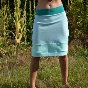 Organic jersey skirt knee-length blue turquoise size 36