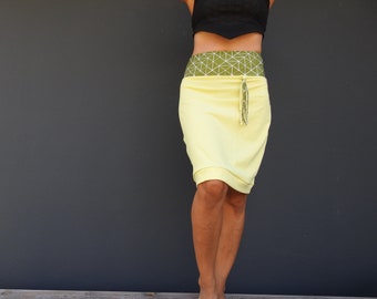 Knee Length Organic Jersey Skirt Skirt Women yellow Gr 34