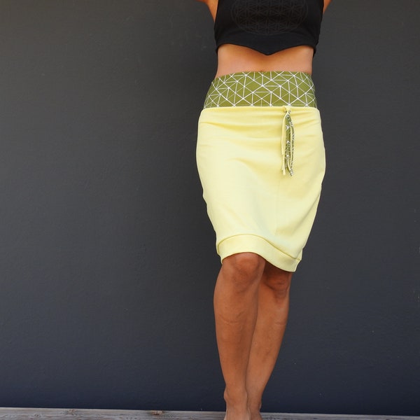 Knee Length Organic Jersey Skirt Skirt Women yellow Gr 34