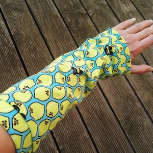 Arm warmers cuffs children&#39;s cuffs wrist warmers jersey light blue yellow lemon