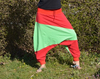 Harem pants yoga pants jersey green red size 34