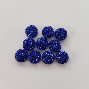 10 x 8mm Glittery Dark Blue Flat Faux Druzy Resin Flat Back Cabochons DIY jewellery